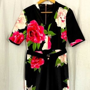 (2/$100) Ted Baker London Gilanno Black & Pink Floral Dress US sz 8